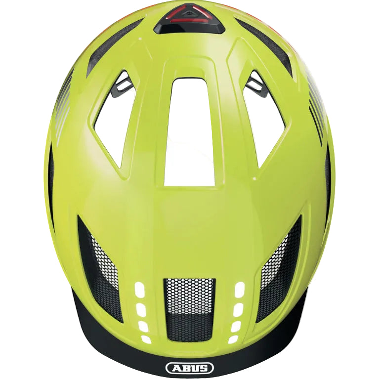 Casque vélo urbain avec éclairage LED intégré et aération ABUS jaune