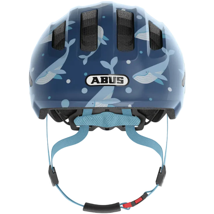 Casque vélo enfant ABUS Smiley 3.0 bleu baleine filet anti-insectes