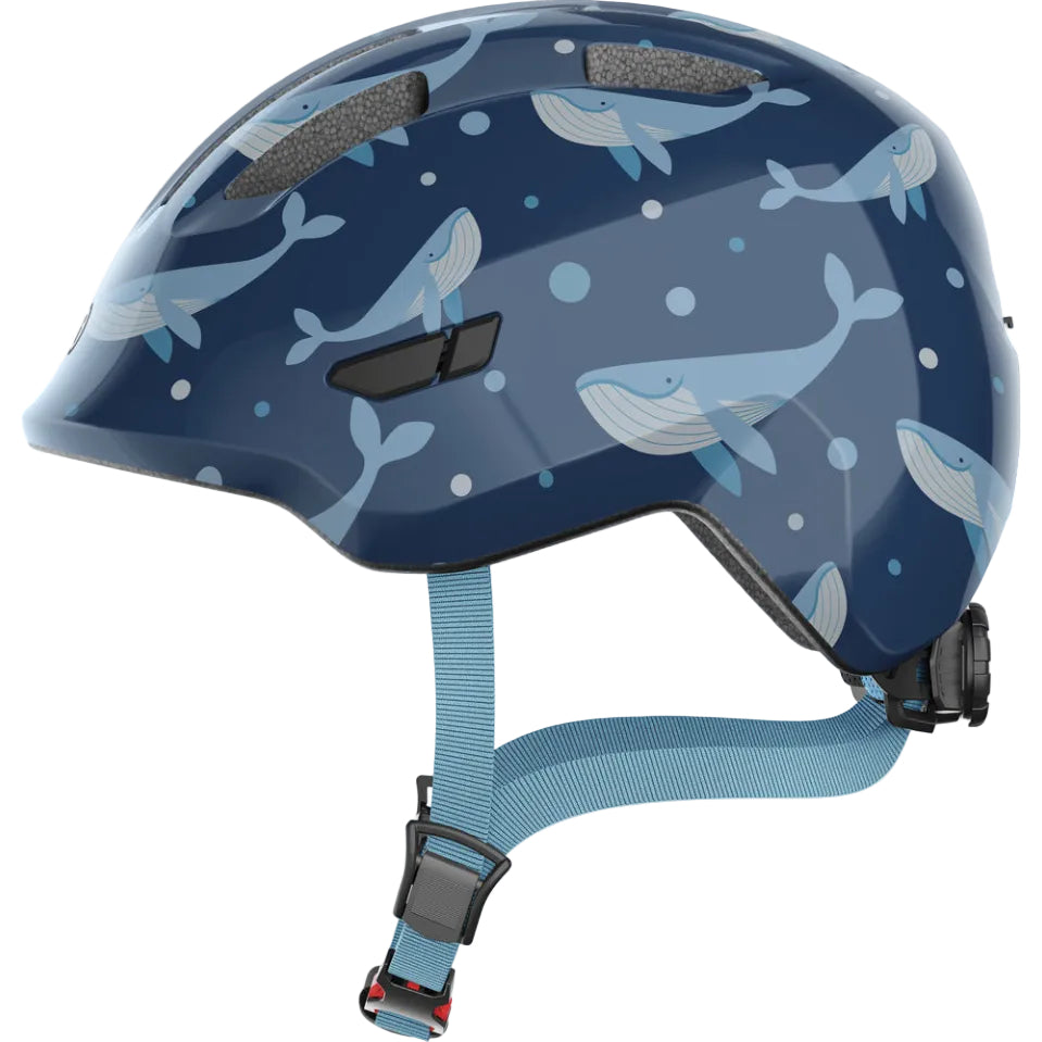 Casque vélo enfant ABUS Smiley 3.0 bleu baleine vue latérale