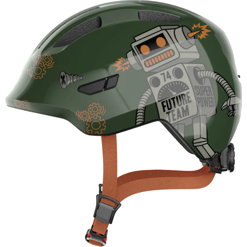 Casque vélo enfant ABUS Smiley 3.0 vert robot vue latérale