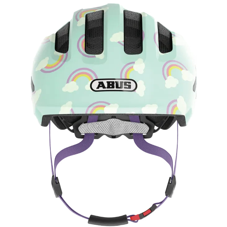 Casque vélo enfant ABUS Smiley 3.0 LED arc-en-ciel sangle