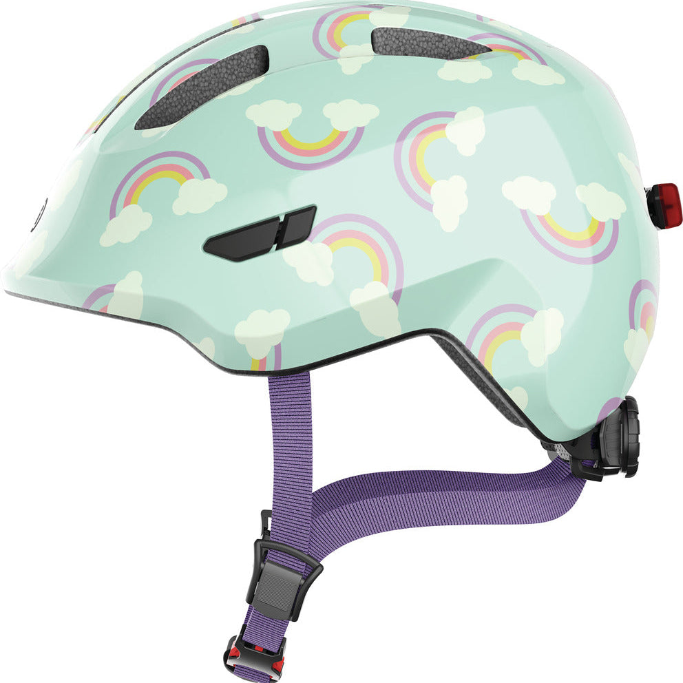 Casque vélo enfant ABUS Smiley 3.0 LED arc-en-ciel vue latérale