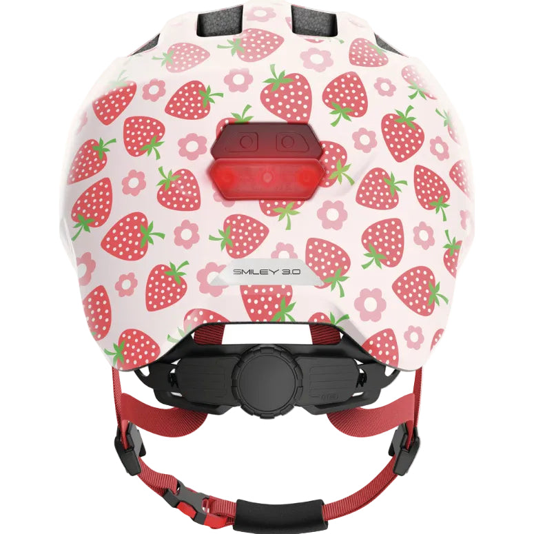 Casque vélo enfant ABUS Smiley 3.0 LED Rose Fraise avec éclairage led
