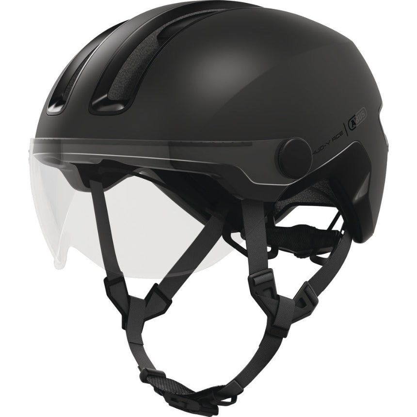 Casque vélo adulte ABUS HUD-Y ACE noir visière et sangle