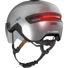 Casque vélo adulte ABUS HUD-Y ACE argent lumière et sangle