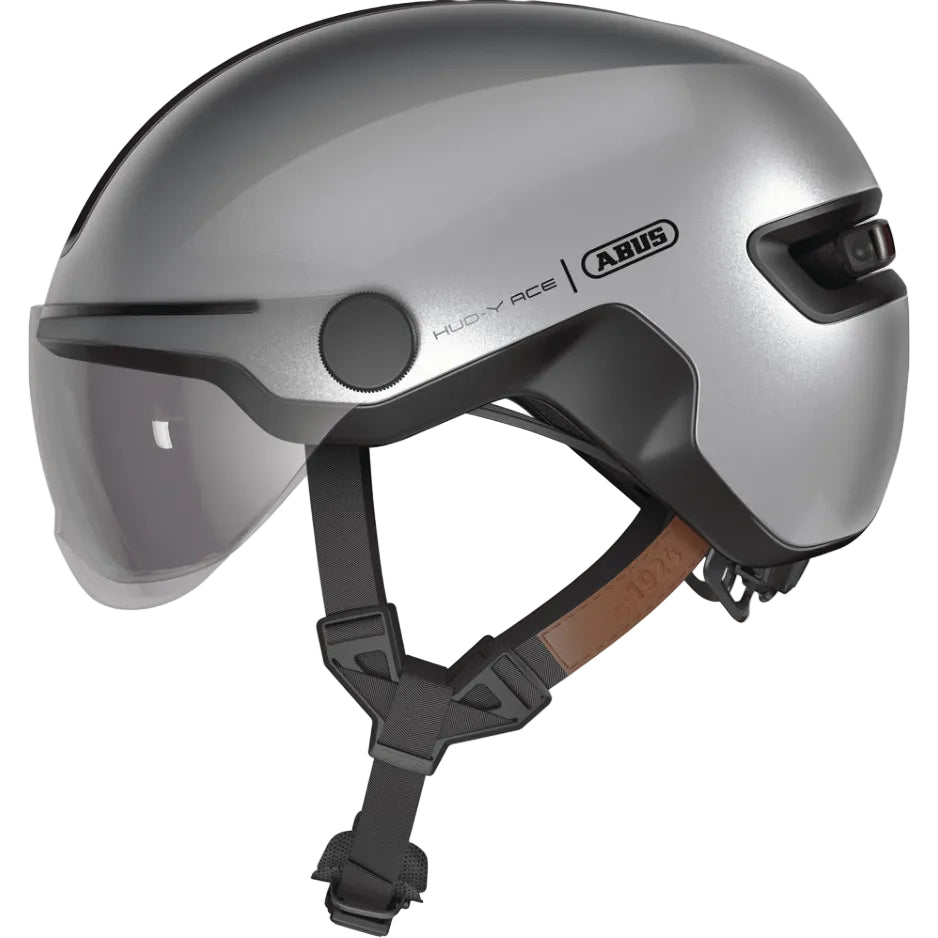 Casque vélo adulte ABUS HUD-Y ACE argent vue latèrale
