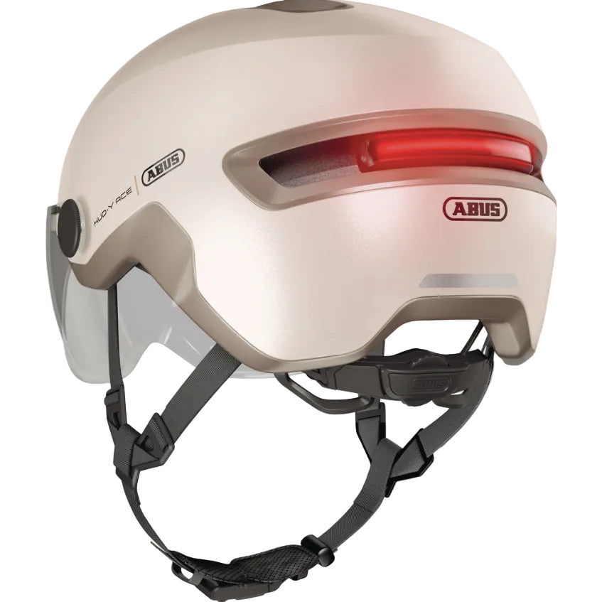 Casque vélo adulte ABUS HUD-Y ACE champagne lumière et sangle
